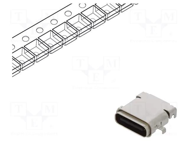 Connector: USB C; socket; SMT; angled 90°; sealed; USB 3.1 ADAM TECH USBC31SRAEHWPBKCS3