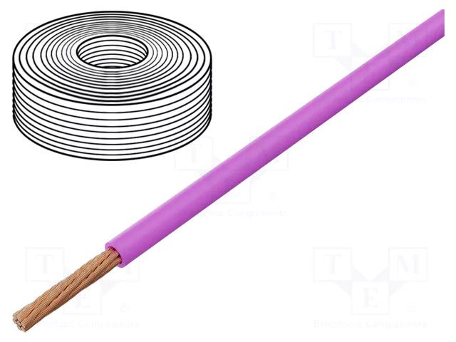 Wire; LifY; 1x0.25mm2; stranded; Cu; PVC; pink; 300V; -15÷80°C HELUKABEL LIFY-0.25MM2-PK