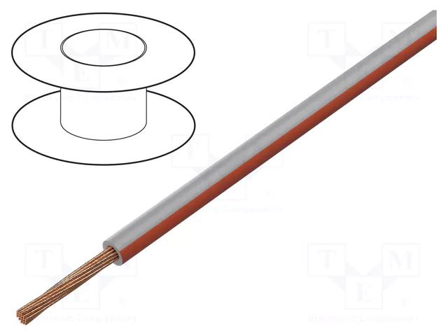 Wire; FLRY-B; 1x0.35mm2; stranded; Cu; PVC; red-grey; 60V; 100m BQ CABLE FLRY-B0.35-RD/GY