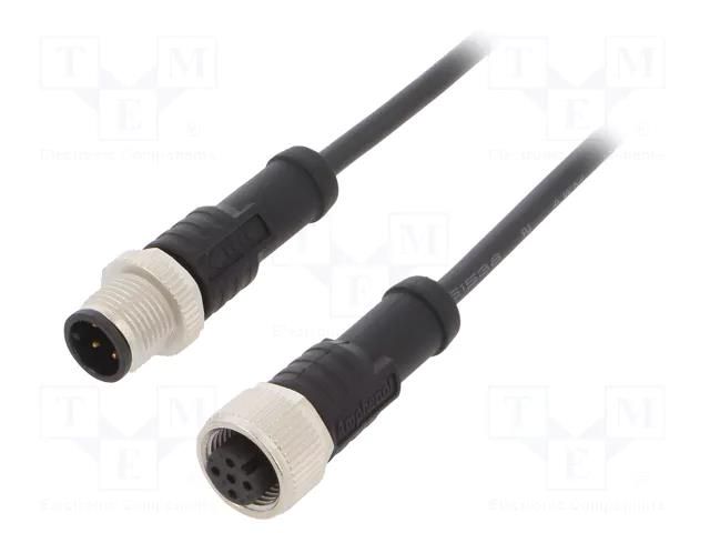 Cable: for sensors/automation; plug; PIN: 4; M12 male,M12 female AMPHENOL LTW M12A04ML12AFLSBA05