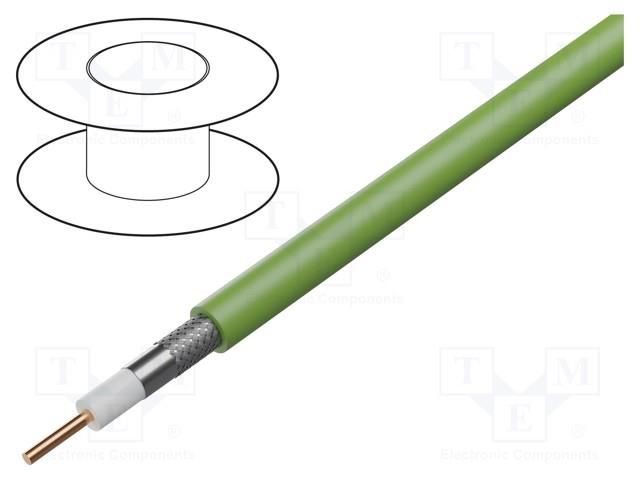 Wire: coaxial; RG59/U; 1x22AWG; wire; Cu; FRNC; green; 100m; CPR: Dca BELDEN 1855ENH.10100