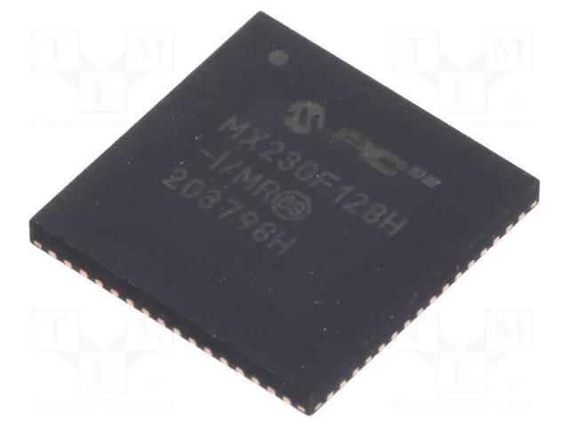 IC: PIC microcontroller; 128kB; 2.3÷3.6VDC; SMD; QFN64; PIC32; tube MICROCHIP TECHNOLOGY 32MX230F128H-I/MR