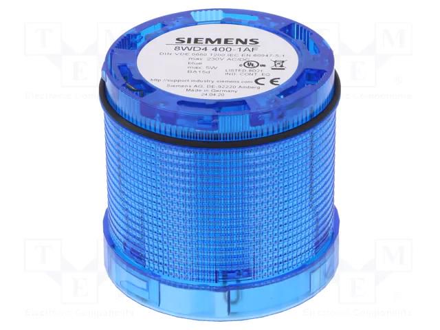 Module: light signaller; blue; bulb BA15D; 12÷240VDC; 12÷240VAC SIEMENS 8WD4400-1AF