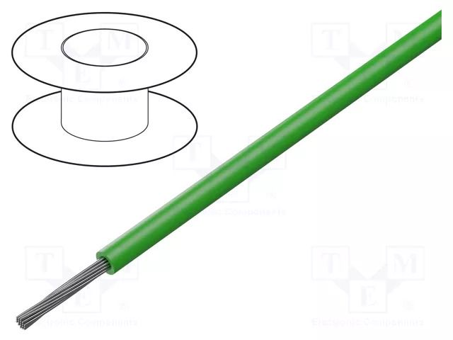 Wire; HookUp Wire; stranded; Cu; 30AWG; PVC; green; 300V; 30.5m ALPHA WIRE 3047-GR005