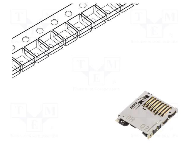 Connector: for cards; microSD; bottom board mount,push-push; SMT HIROSE DM3BT-DSF-PEJS/C