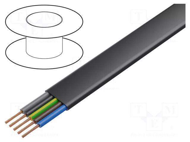 Wire; H07VVH6-F,PVC-Flach; 5G2.5mm2; unshielded; 450V,750V; Cu HELUKABEL PVC-FLACH-5G2.5
