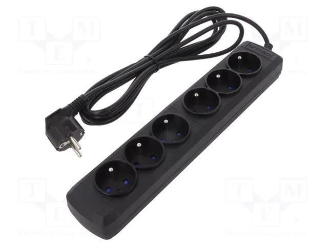Plug socket strip: supply; Sockets: 6; 250VAC; 10A; black ARMAC ARCOLOR6/30/CZ