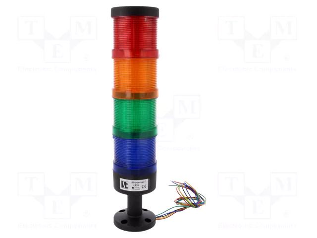 Signalling column; red/orange/green/blue; LED; 24VDC; IP65; LT70 SPAMEL LT70-4-24