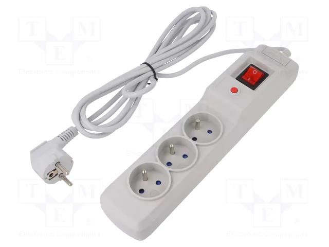 Plug socket strip: protective; Sockets: 3; 250VAC; 10A; grey ARMAC M3/30/SZ
