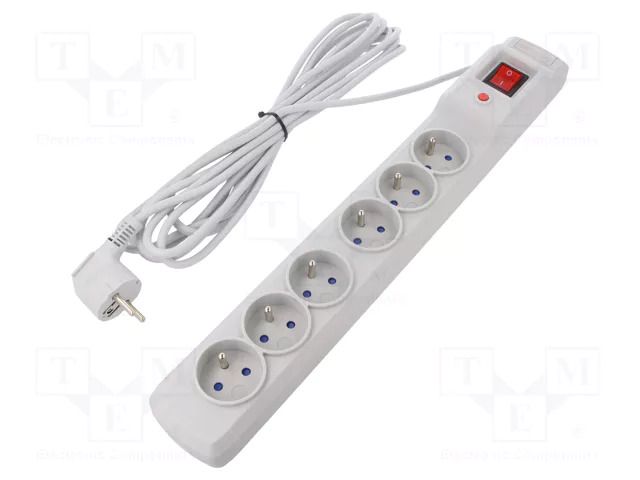 Plug socket strip: protective; Sockets: 6; 250VAC; 10A; grey ARMAC M6/50/SZ