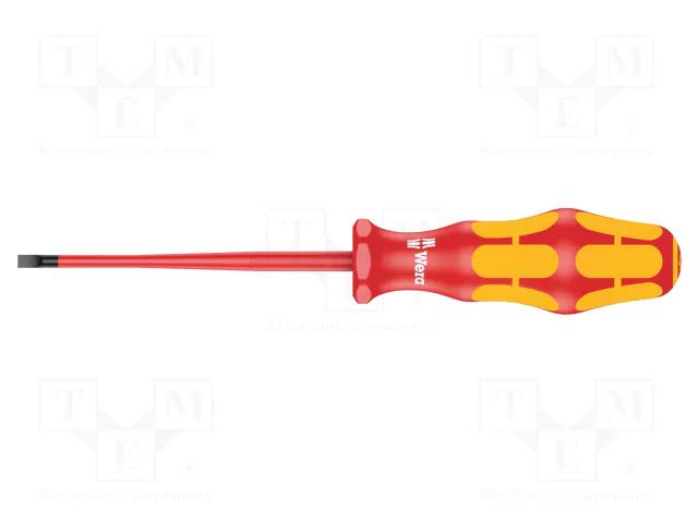 Screwdriver: insulated; slim; slot; 4x0.8mm; Blade length: 100mm WERA WERA.160/40/08