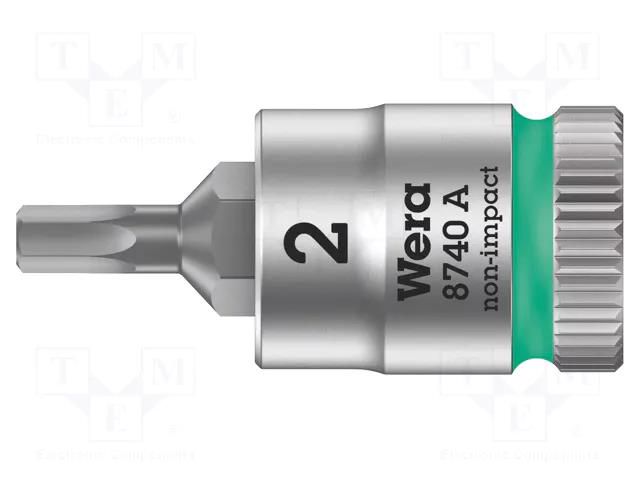 Socket; Hex Plus key,socket spanner; HEX 2mm; 1/4"; Zyklop WERA WERA.05003330001