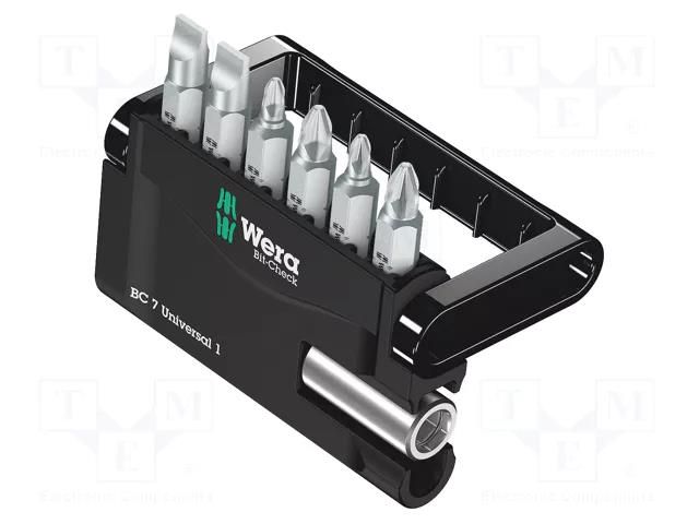 Kit: screwdriver bits; Phillips,Pozidriv®,slot; bag; 7pcs. WERA WERA.MINICHECK