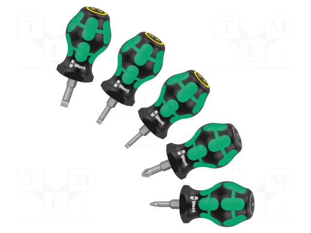 Kit: screwdrivers; Pozidriv®,slot; STUBBY; 5pcs. WERA WERA.05008871001