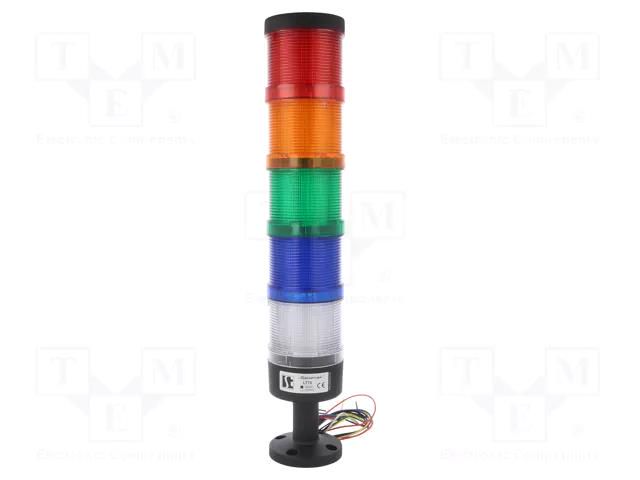 Signalling column; red/orange/green/blue/white; LED; 24VDC; IP65 SPAMEL LT70-5-24