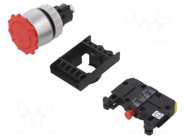 Switch: emergency stop; 22mm; Stabl.pos: 2; NC; red; IP65; mushroom SPAMEL ST22-B-01