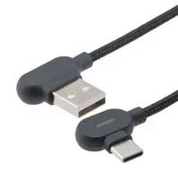 USB CABLE, 2.0 R/A, A PLUG-C PLUG, 3.3FT USBCA2LED-RA-MM-1M