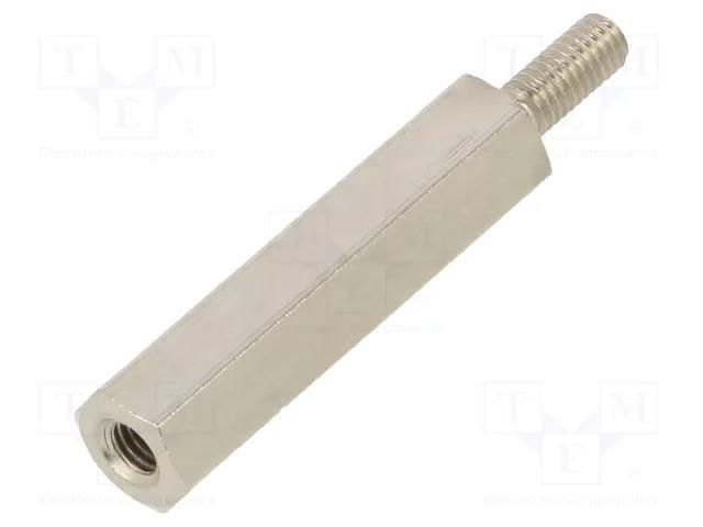 Screwed spacer sleeve; 25mm; Int.thread: M3; Ext.thread: M3; brass DREMEC TFM-M3X25/DR215