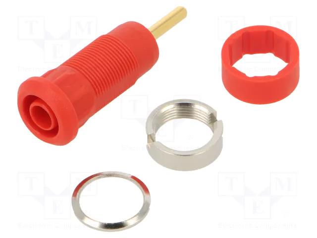 Connector: 2mm banana; socket; Overall len: 29mm; red; insulated STÄUBLI MLB2.0-R-22