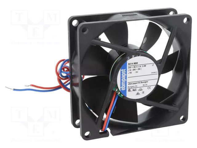 Fan: DC; axial; 24VDC; 80x80x25.4mm; 78.8m3/h; 32dBA; slide EBM-PAPST 8414NGH