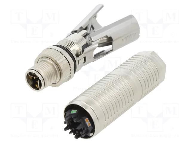 Connector: M12; plug; PIN: 8; male; X code-ProfiNET; for cable; IDC TE Connectivity 2327989-1