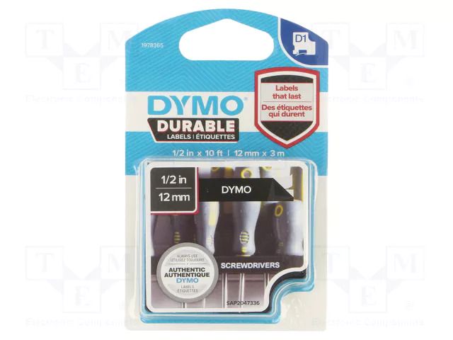 Tape; 12mm; 3m; black; Character colour: white DYMO DYMO.1978365