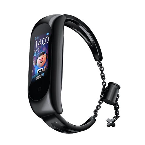 Metal bracelet for Xiaomi Mi Band 3 / 4 / 5 / 6 band strap - black, Hurtel 9145576225530 9145576225530