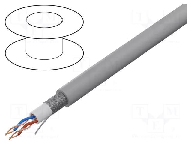 Wire: microphone cable; 2x2x0.22mm2; grey; OFC; -15÷70°C; PVC TASKER TAS-C287-GY