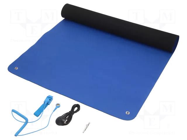 Mat: table set; ESD; L: 0.9m; W: 0.6m; Thk: 2mm; blue (dark) STATICTEC PRT-STW434014