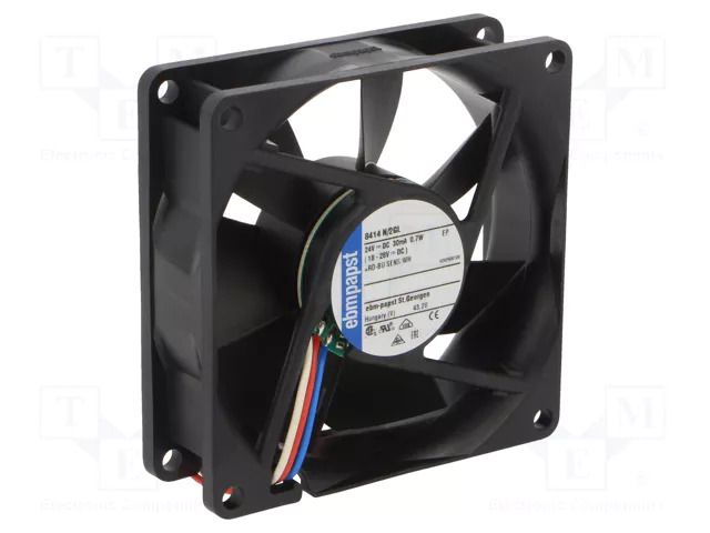 Fan: DC; axial; 24VDC; 80x80x25.4mm; 30m3/h; 1500rpm; 9292506128 EBM-PAPST 8414N/2GL