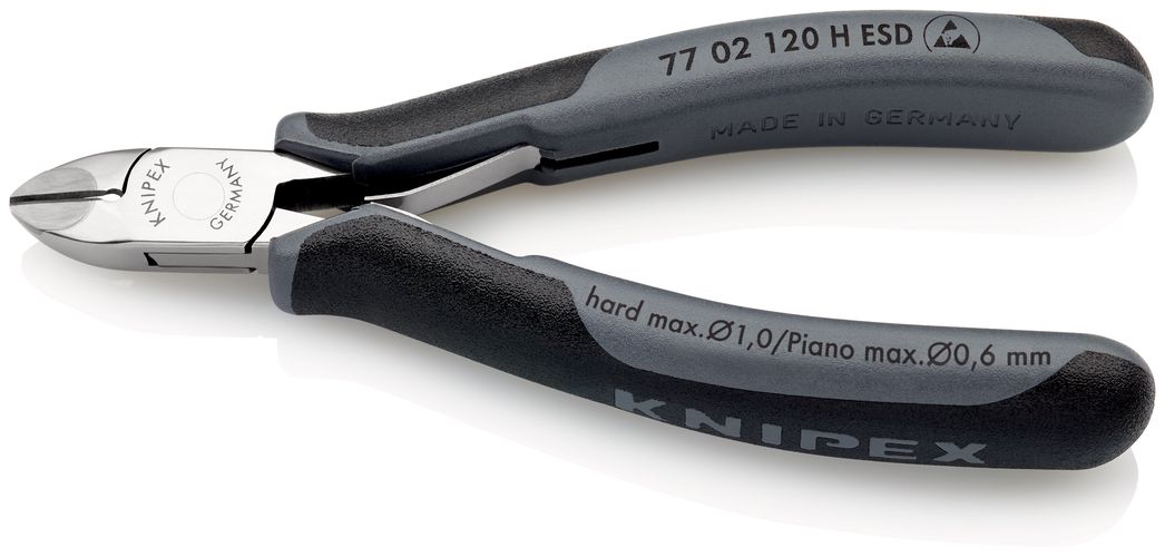 KNIPEX 77 02 120 H ESD Electronics Diagonal Cutter with carbide cutting edges ESD with multi-component handles 120 mm 77 02 120 H ESD 4003773075813