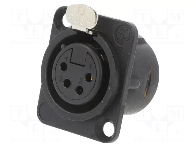Connector: XLR; socket; female; PIN: 4; straight; with push button NEUTRIK NTR-NC4FD-L-B-1