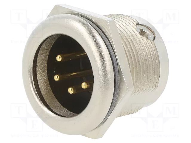 Connector: XLR; socket; male; PIN: 4; straight; soldering; silver NEUTRIK NTR-NC4MPR-HD