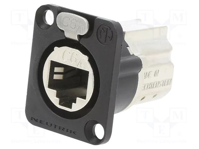 Socket; female; etherCON; Type: shielded; PIN: 8; gold-plated; Cat: 6 NEUTRIK NTR-NE8FDX-P6-B