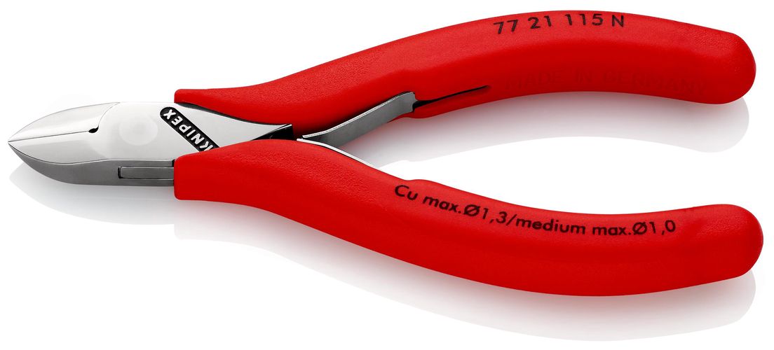 KNIPEX 77 21 115 N Electronics Diagonal Cutter with box joint with non-slip plastic grips 115 mm 77 21 115 N 4003773082309