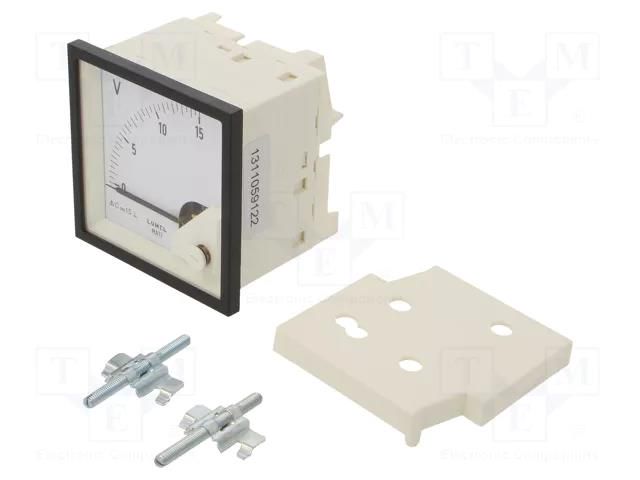 Voltmeter; on panel; VDC: 0÷15V; Class: 1.5; Umax: 600V; Length: 61mm LUMEL MA17N-A60700000000