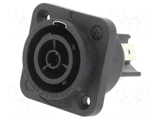 Connector: circular; 6.3mm connectors; female; 16A; 250VAC; PIN: 3 NEUTRIK NTR-NAC3FPX-TOP