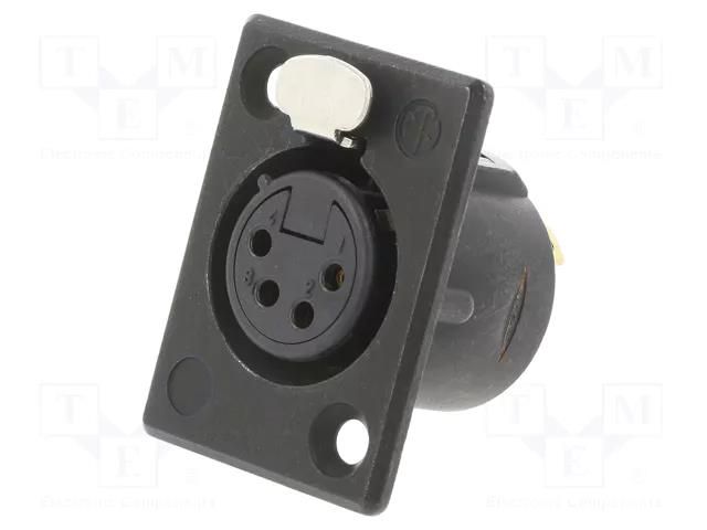 Connector: XLR; socket; female; PIN: 4; straight; with push button NEUTRIK NTR-NC4FP-B-1