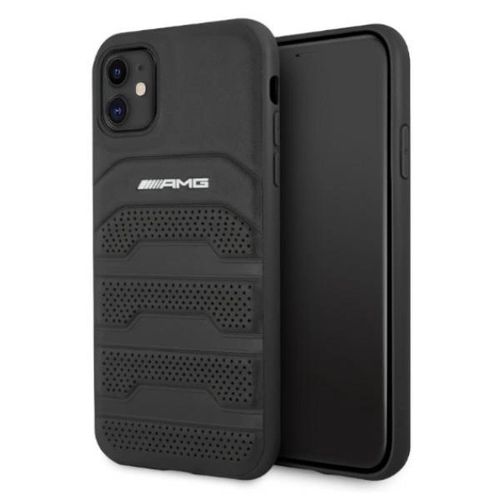 AMG AMHCN61GSEBK iPhone 11 6.1 &quot;black / black hardcase Leather Debossed Lines, Mercedes 3666339014261 3666339014261