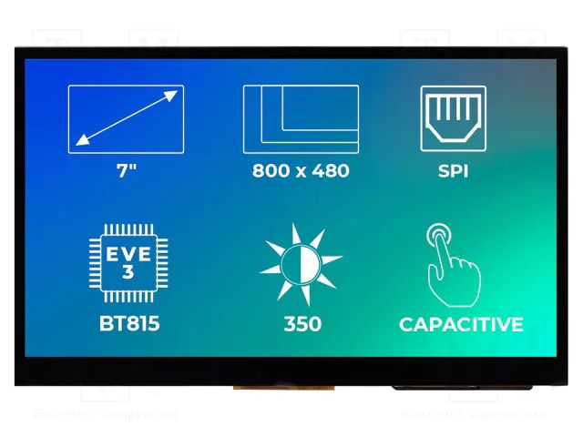 Display: TFT; 7"; 800x480; Illumin: LED; Dim: 164.8x99.8x11.9mm Riverdi SM-RVT70AQBNWC00