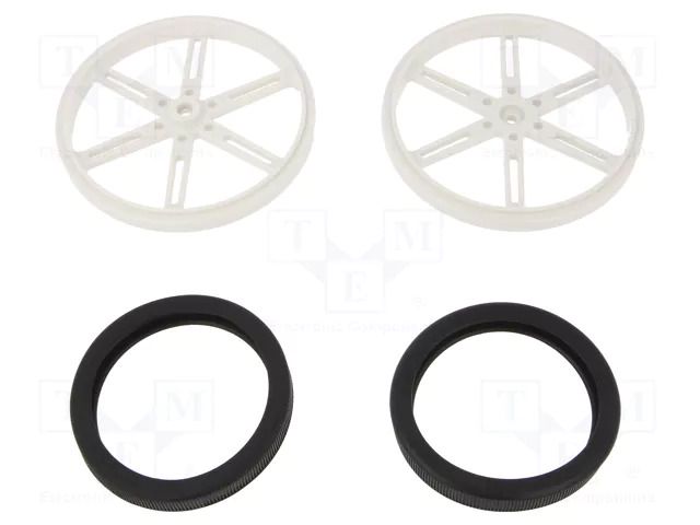 Wheel; white; Shaft: knurled; push-in,screw; Ø: 90mm; W: 10mm; 2pcs. POLOLU POLOLU-4939