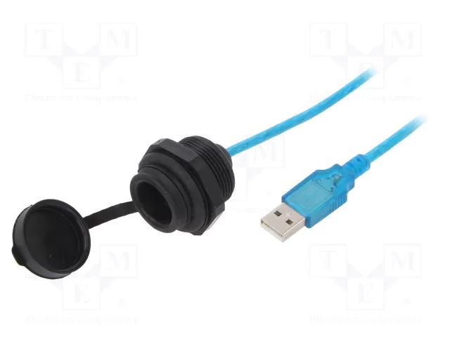 Cable; USB 2.0,with protective cap; USB A socket,USB A plug; 2m ENCITECH 1310-1037-04