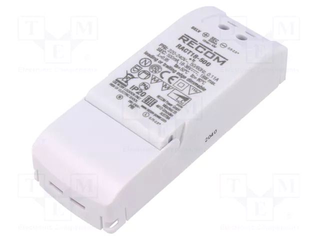 Power supply: switching; LED; 18W; 18÷36VDC; 500mA; 198÷264VAC RECOM RACT18-500
