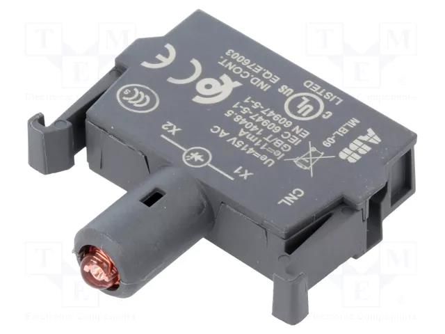 Illuminating unit; 22mm; Illumin: LED; front; 415VAC; red; 8÷15mA ABB MLBL-09R
