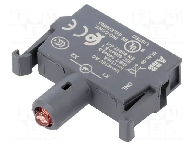 Illuminating unit; 22mm; Illumin: LED; front; 415VAC; red; 8÷15mA ABB MLBL-09R