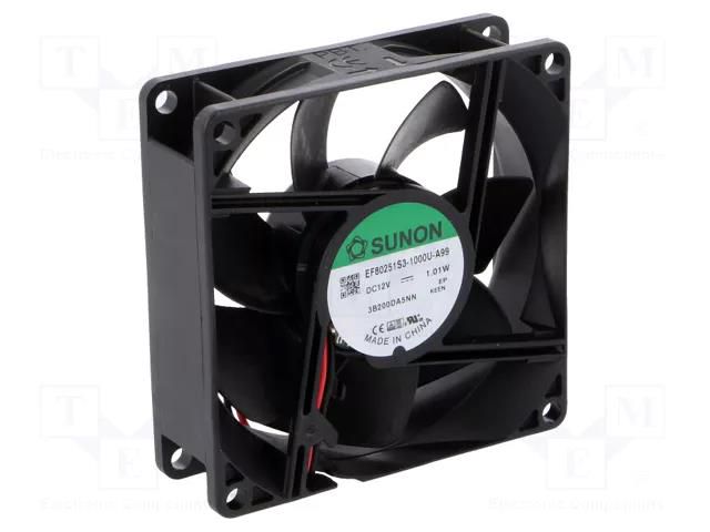 Fan: DC; axial; 12VDC; 80x80x25mm; 56.06m3/h; 28dBA; slide; 2600rpm SUNON EF80251S3-A99-A