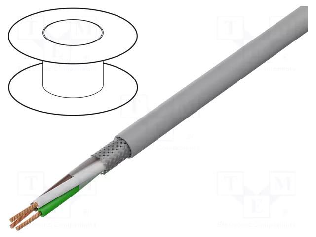 Wire; LiY-CY; 3x0.34mm2; shielded,tinned copper braid; PVC; grey HELUKABEL LIY-CY3X0.34
