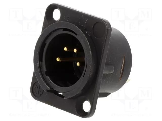 Connector: XLR; socket; male; PIN: 4; straight; soldering; black; 10A NEUTRIK NTR-NC4MD-L-B-1