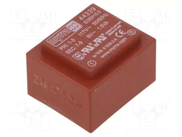 Transformer: encapsulated; 1.5VA; 117VAC; 9V; 167mA; PCB MYRRA MYRRA-44339