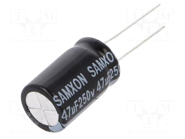 Capacitor: electrolytic; THT; 47uF; 250VDC; Ø12.5x20mm; ±20% SAMXON ERD476M2EI20RRSNF